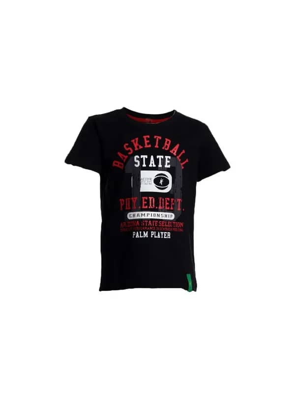Palm Tree Boys Printed Black T-shirt