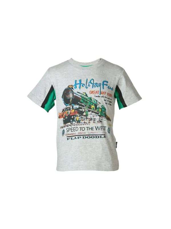 Doodle Boys Printed Grey T-shirt