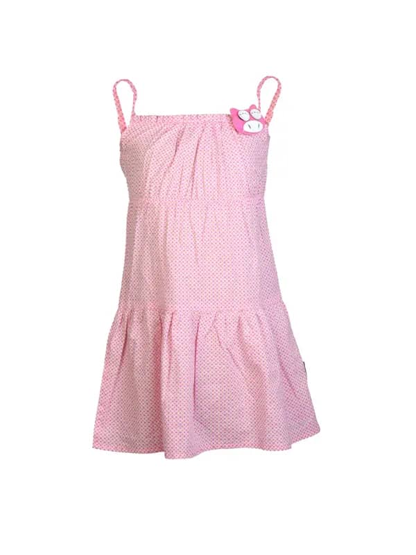 Doodle Girls Printed Pink Dress