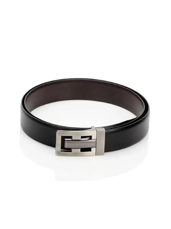 Turtle Men Reversible Leather Black Belt