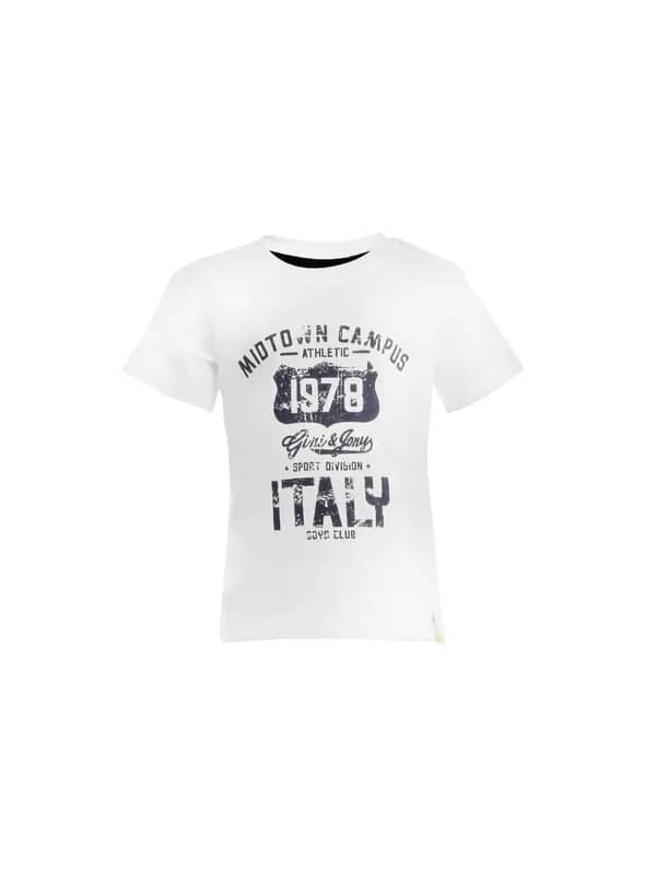 Gini and Jony Boys Printed White T-shirt