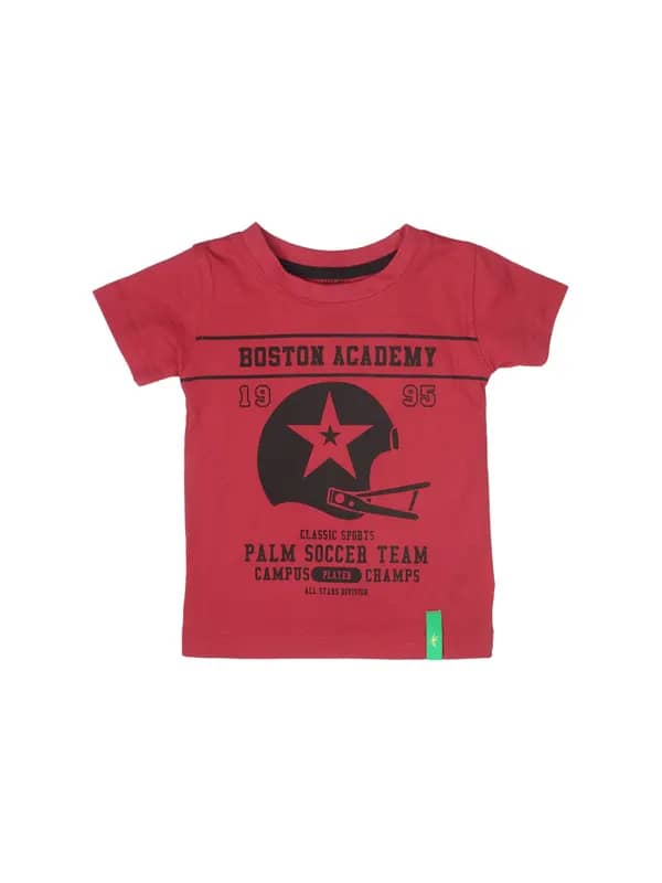 Gini and Jony Boys Printed Red T-shirt