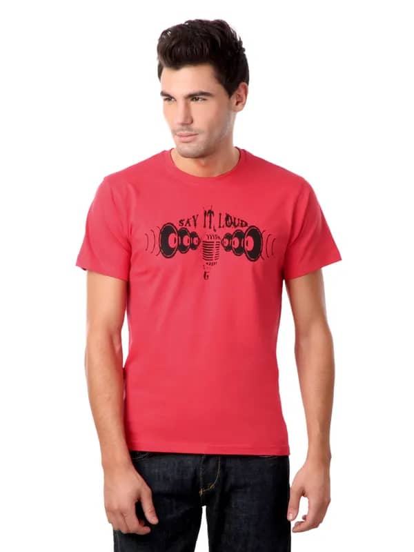 Myntra Men Red Say It Loud T-shirt