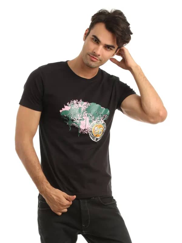 Myntra Men Black Printed T-shirt