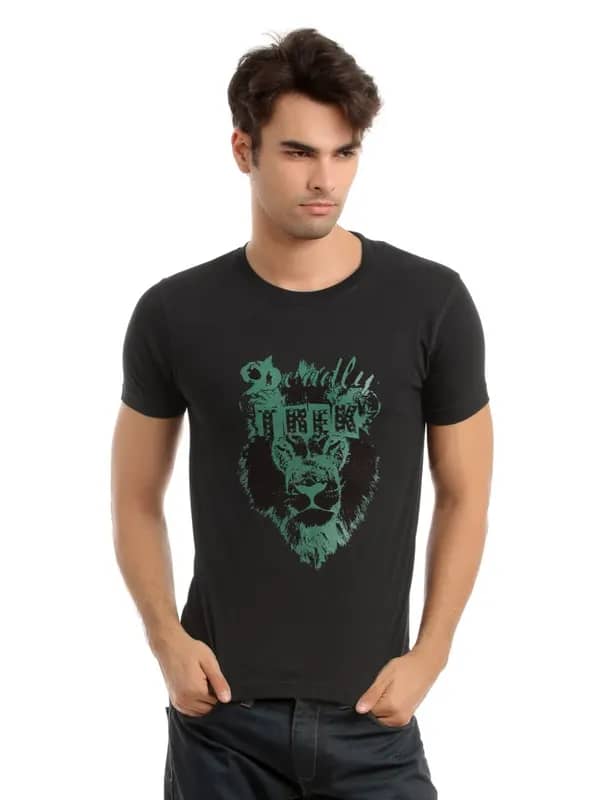 Myntra Men Black Printed T-shirt
