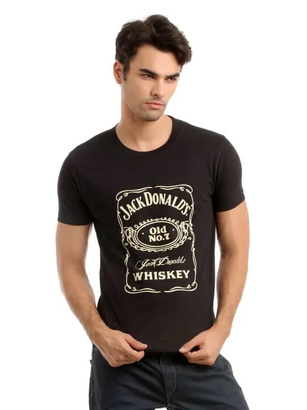 Myntra Men Black Printed T-shirt