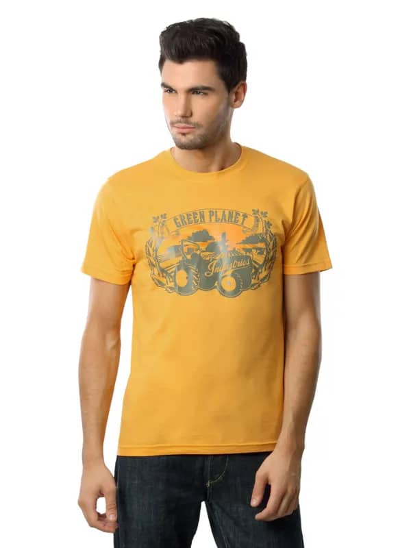 Myntra Men Green Planet Orange T-shirt