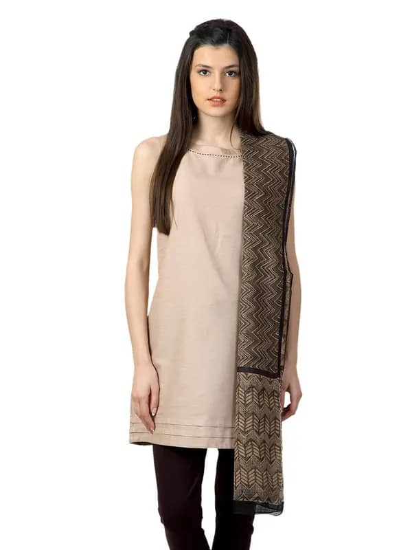 Fabindia Olive Green Hand Printed Kota Dupatta