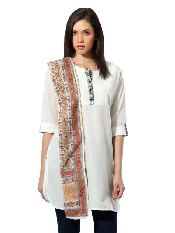 Fabindia Women Printed Multi Coloured Chanderi Stole