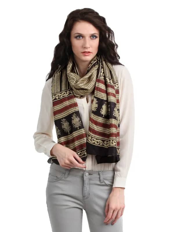 Fabindia Women Black & Beige Stole