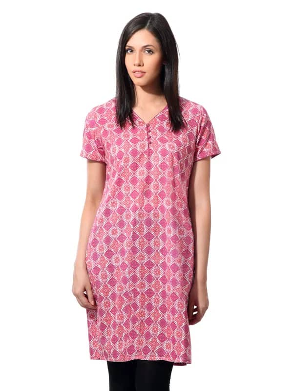 Fabindia Women Printed Pink Kurta
