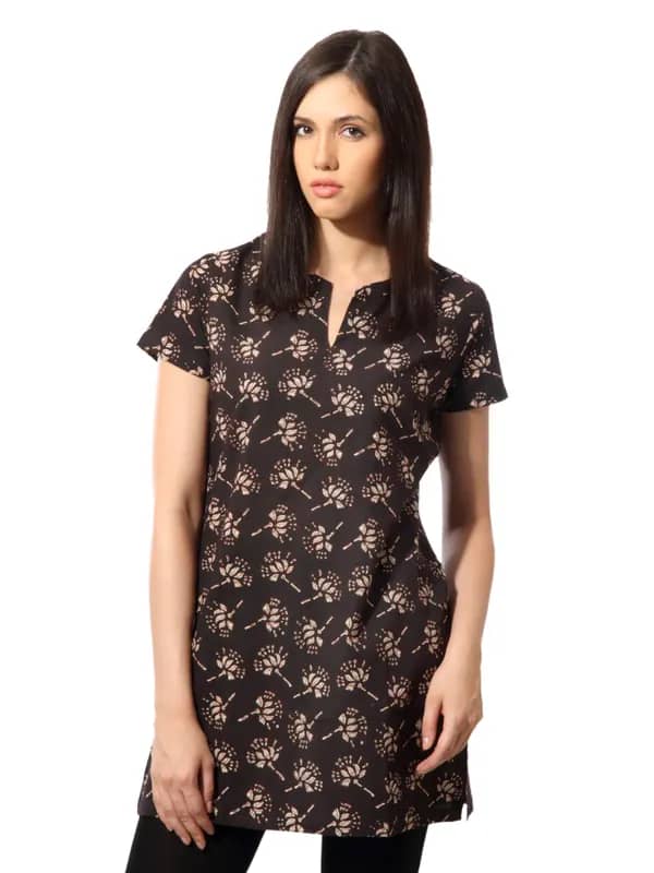 Fabindia Women Printed Dark Brown Kurtis