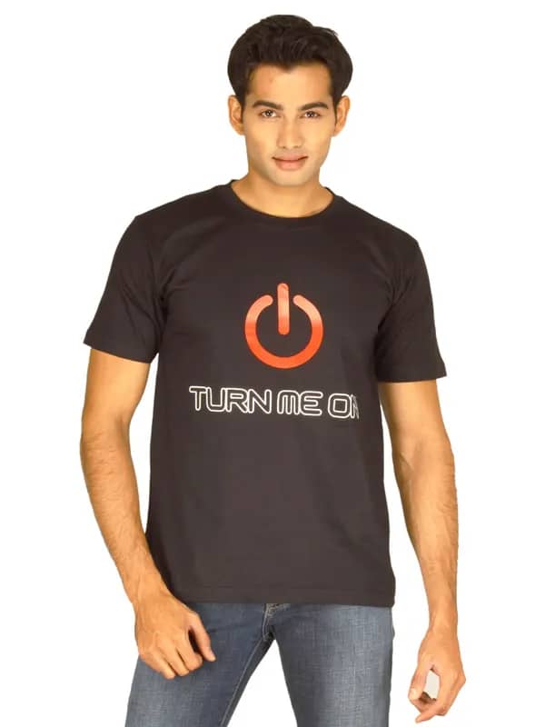 Myntra Men's Turn Me On Black T-shirt