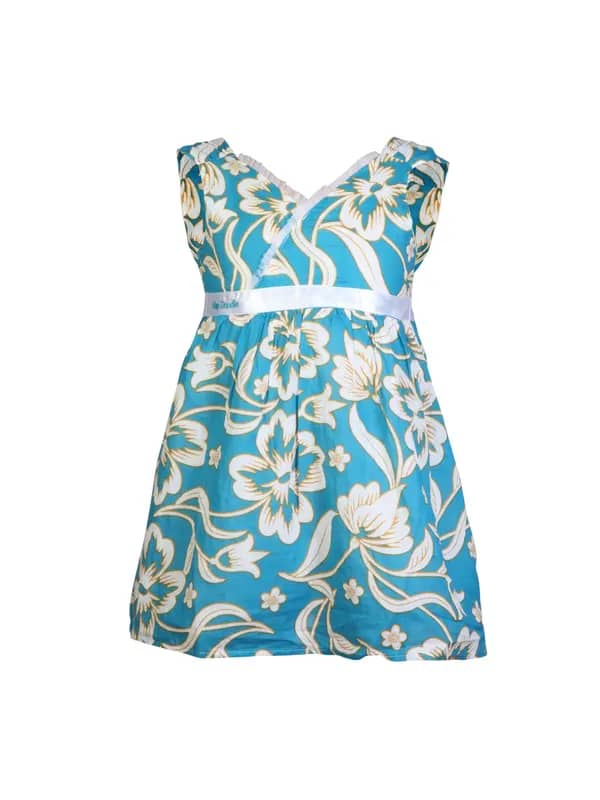 Doodle Girls Printed Blue Dress