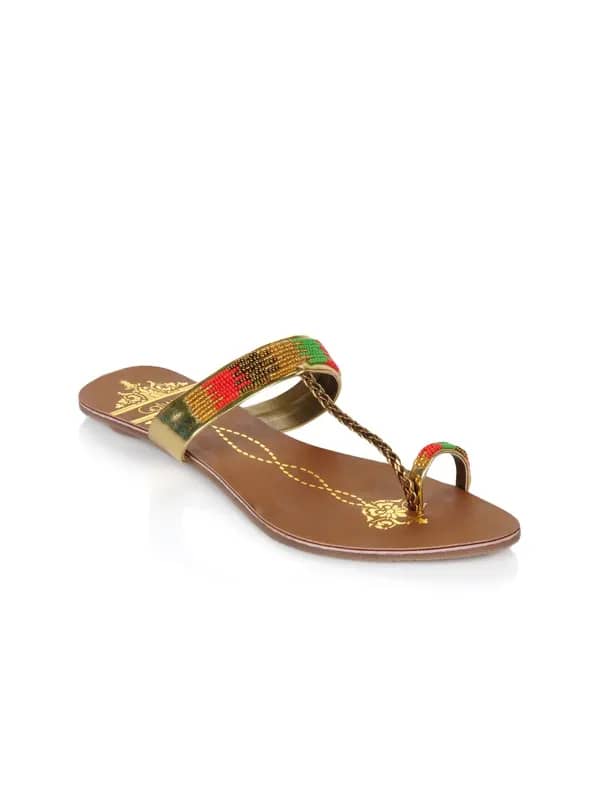 Catwalk Women Beads Golden Flats