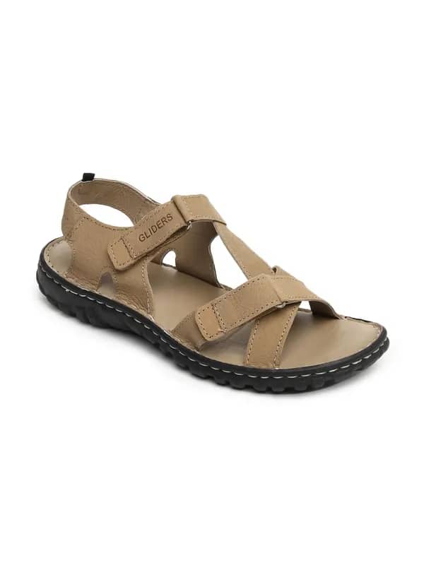 Gliders Men Brown Leather Sandals
