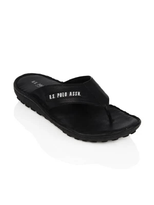 U.S. Polo Assn. Men Black Flip Flops