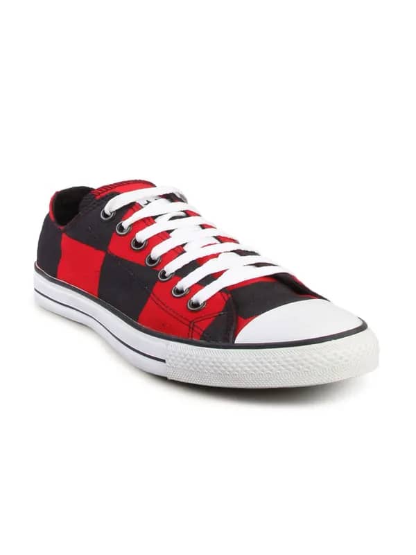 Converse Men's Chuck Taylor Big Check Red Black Canvas Shoe