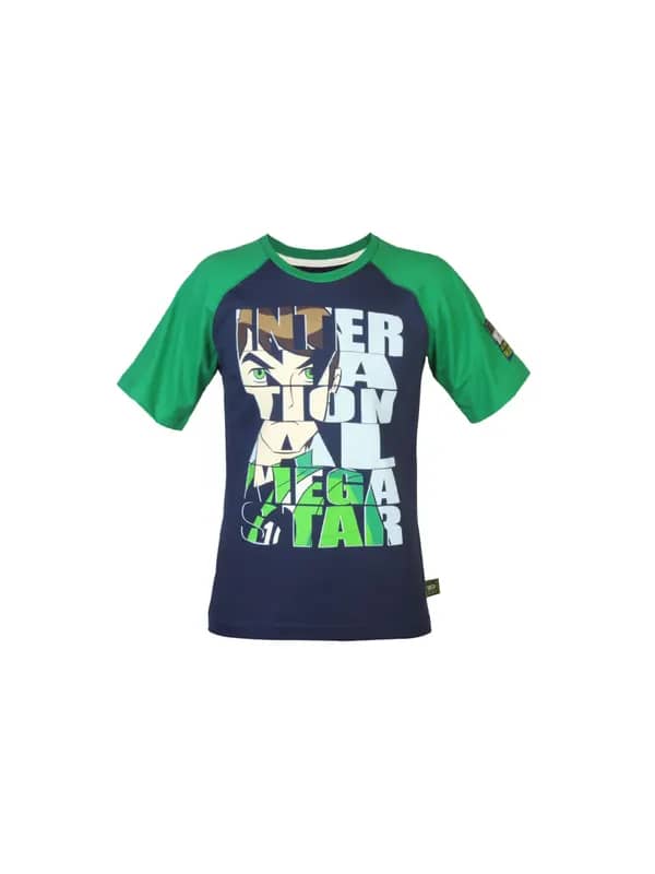Ben 10 Boys Crew Navy Blue and Green T-shirt