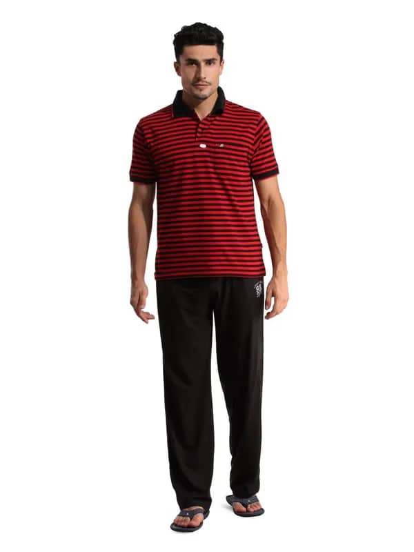 SDL by Sweet Dreams Men Black & Red Pyjama Set