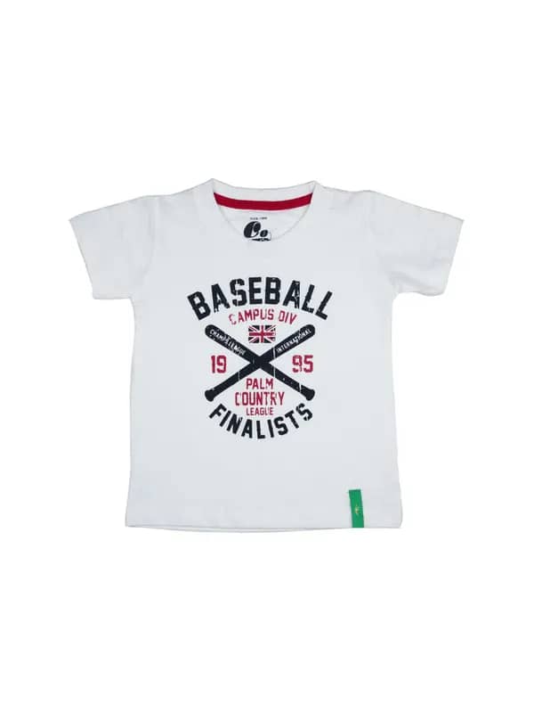 Gini and Jony Boys Printed White T-Shirt