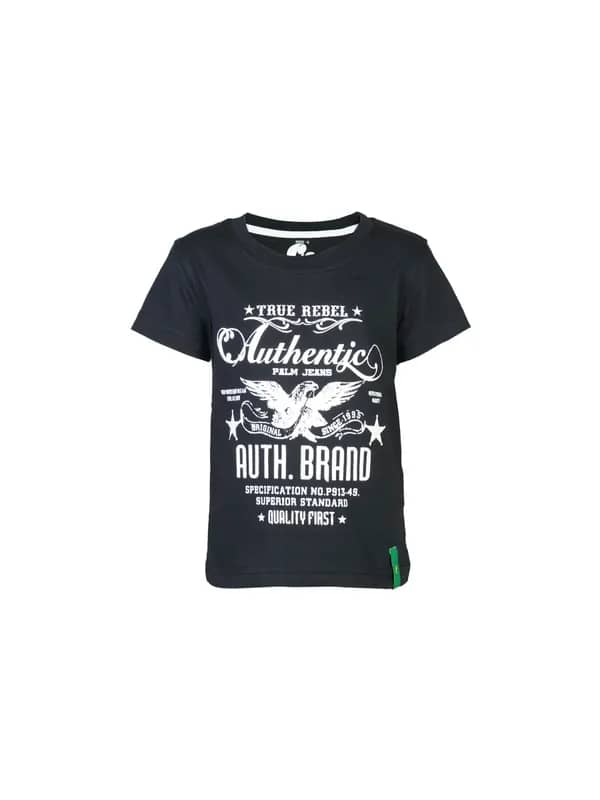 Palm Tree Boys Printed Black T-Shirt
