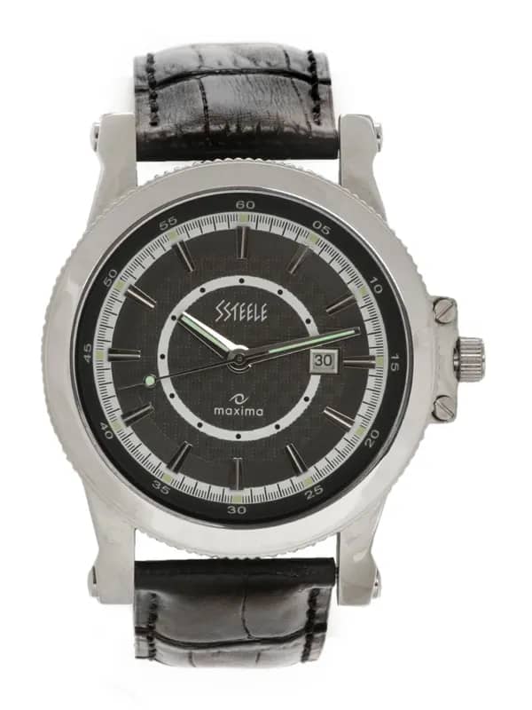 Maxima Men Black Ssteele Watch