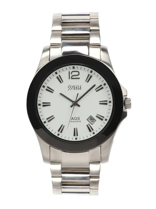 Maxima Men White Dial Ssteele Watch