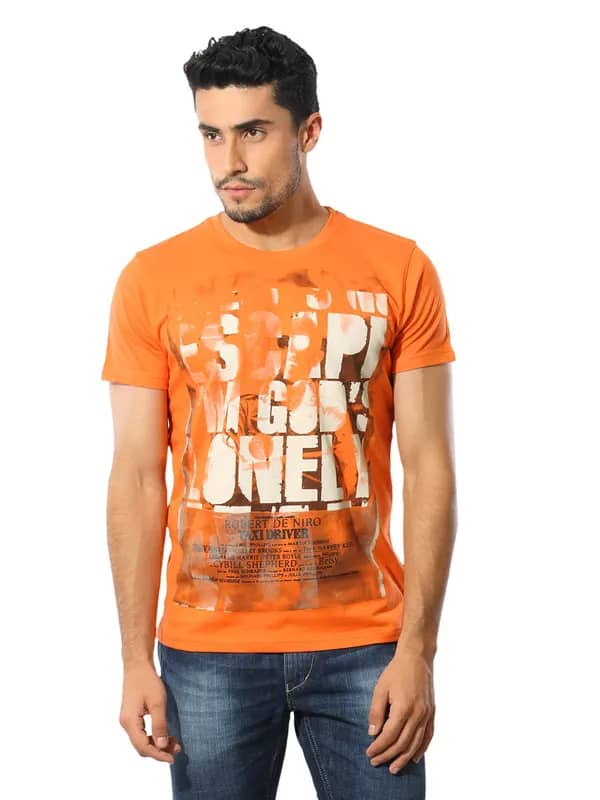 Spykar Men Cult Orange T-shirt