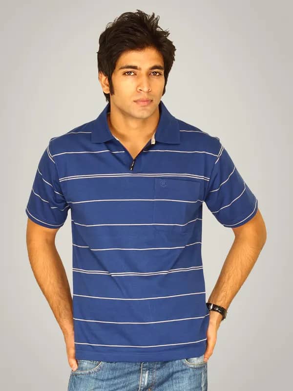 Classic Polo Men's Navy Grey Stripe T-shirt