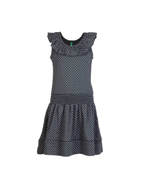 United Colors of Benetton Girls Printed Navy Blue Dress