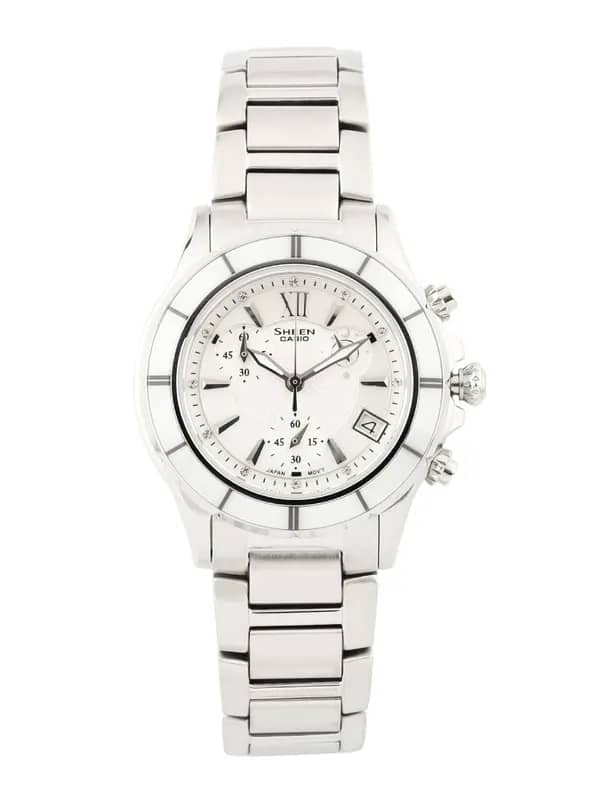 Casio Sheen Women Silver-Toned Dial Chronograph Watch SX040