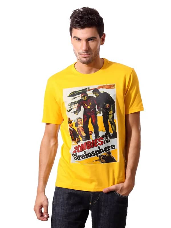 John Players Men Printed Yellow T-shirt