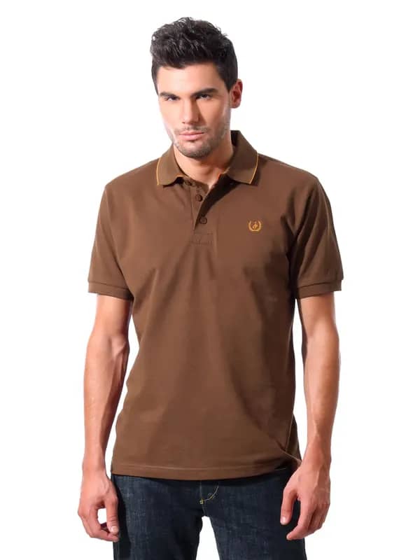 John Players Men Polo Brown T-shirt