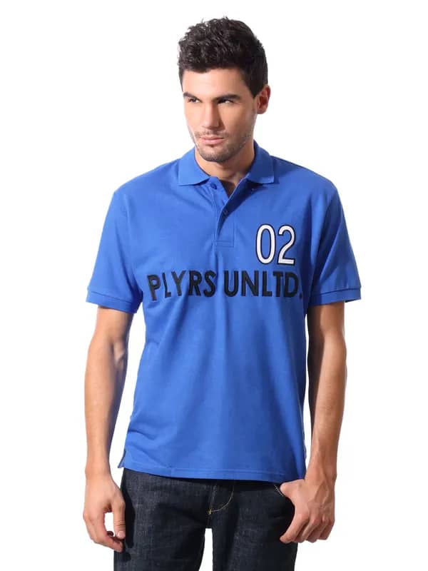 John Players Men Polo Blue T-shirt