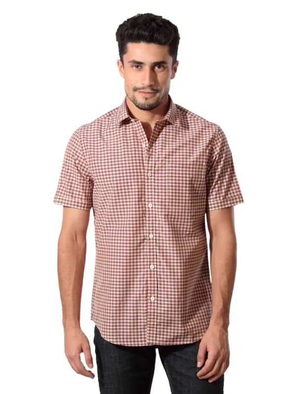 John Players Men Pink & Beige Shirt