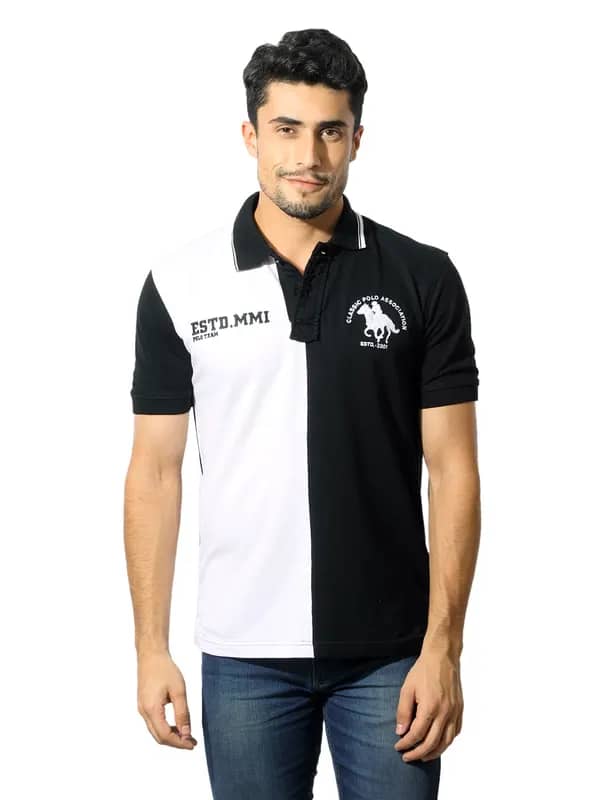 Classic Polo Men Black & White T-Shirt
