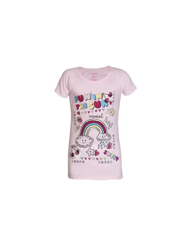Kids Ville Girls Pink Printed Top