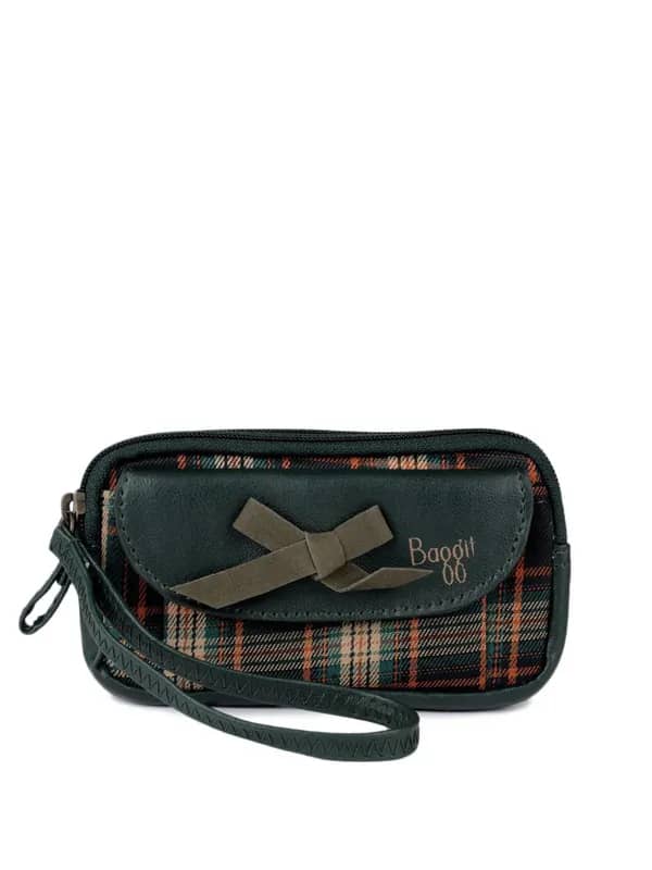 Baggit Women Green Pinto Checksy Mobile Pouch