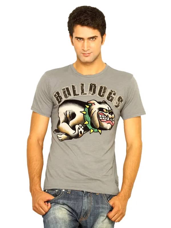 Ed Hardy Men's Grey Bull Dog T-shirt