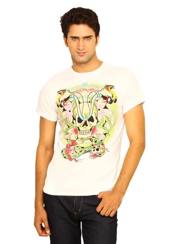 Ed Hardy Men's White Skull Rider T-shirt