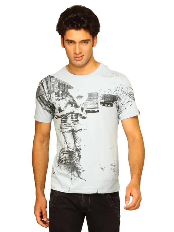 Wrangler Men's Cowboy Photo Blue T-shirt