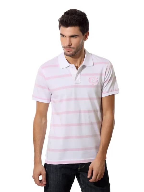 Free Authority Men White Striped T-shirt