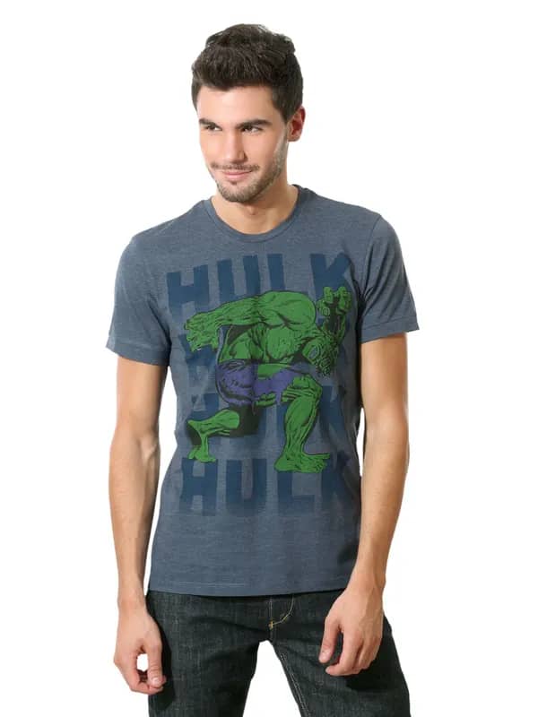 Marvel Men Blue Printed T-shirt