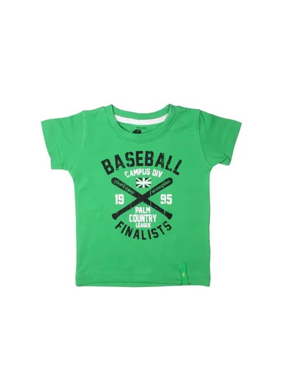 Palm Tree Boys Printed Green T-shirt