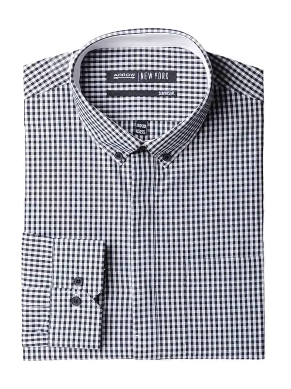 Arrow New York Men Black Check Slim Fit Shirt