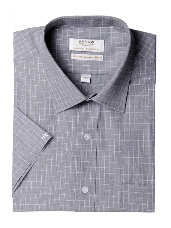 Arrow Men Grey Check Shirt
