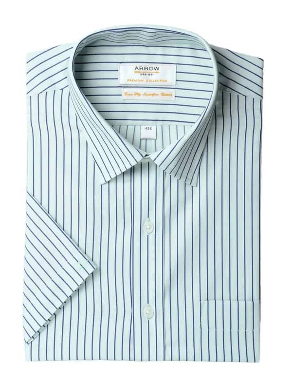 Arrow Men Green Striped Shirt
