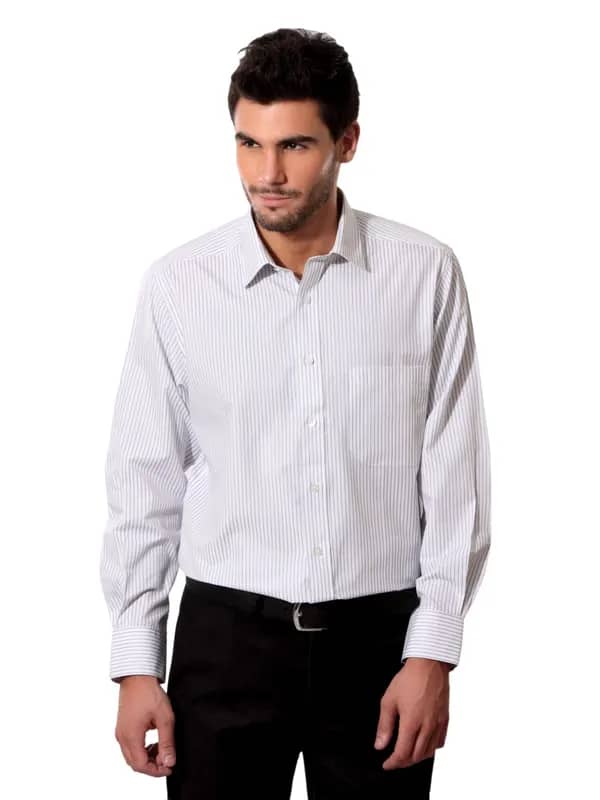 Peter England Men Striped White Formal Shirt