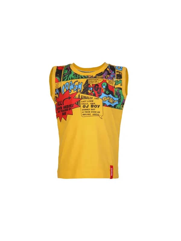 Gini And Jony Boys Printed Yellow T-Shirt